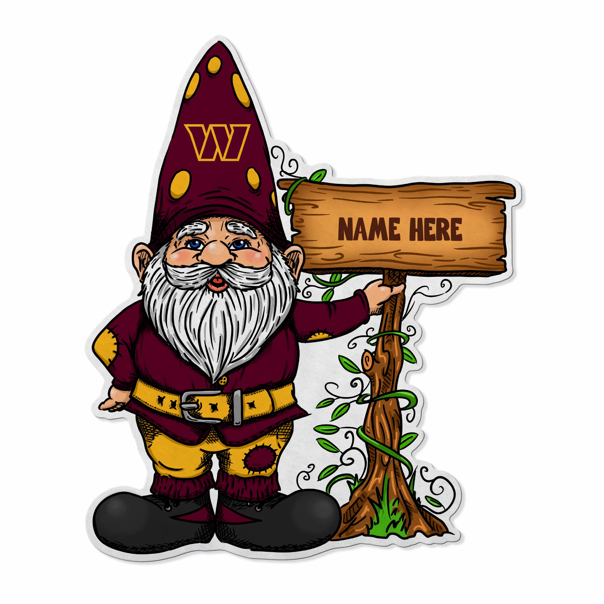 Rico Industries NFL Football Washington Commanders Gnome Personalized Pennant - Home and Living Room Décor - Soft Felt EZ to Hang