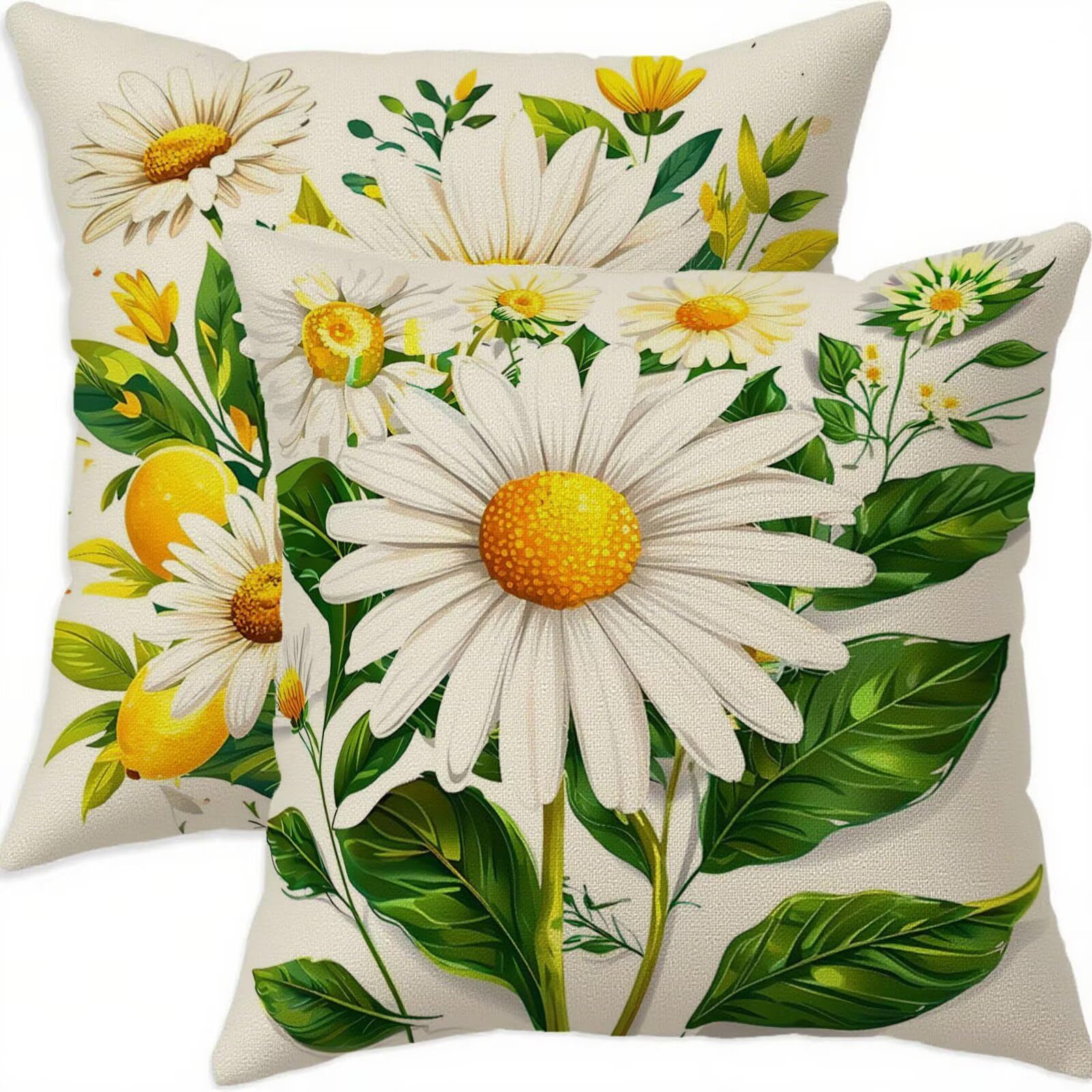 Housse de coussin 65x65cm imperméable en lin pour embellir votre balcon et jardin