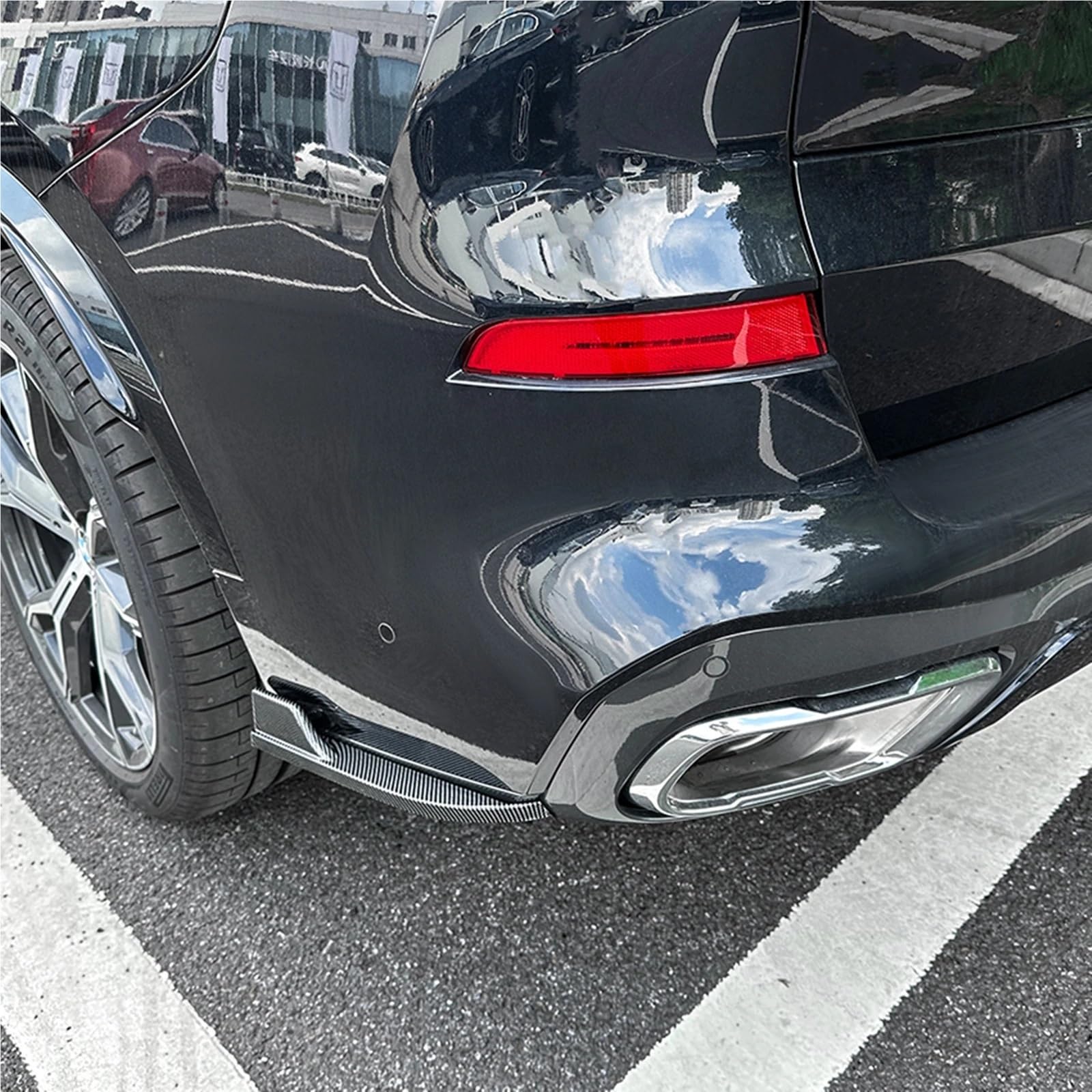 spoiler samochód Zewnętrzny tylny zderzak, boczny dolny spojler, osłona narożnika, pasuje do BMW X5 G05, pasuje do M, pasuje do Sport 2019-2023(Glossy Black)