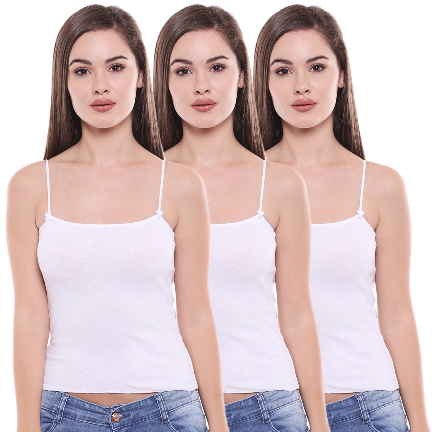 bodycare Pack of 3 Regular Square Neck Camisole in White Color - E48WWW-picture-21