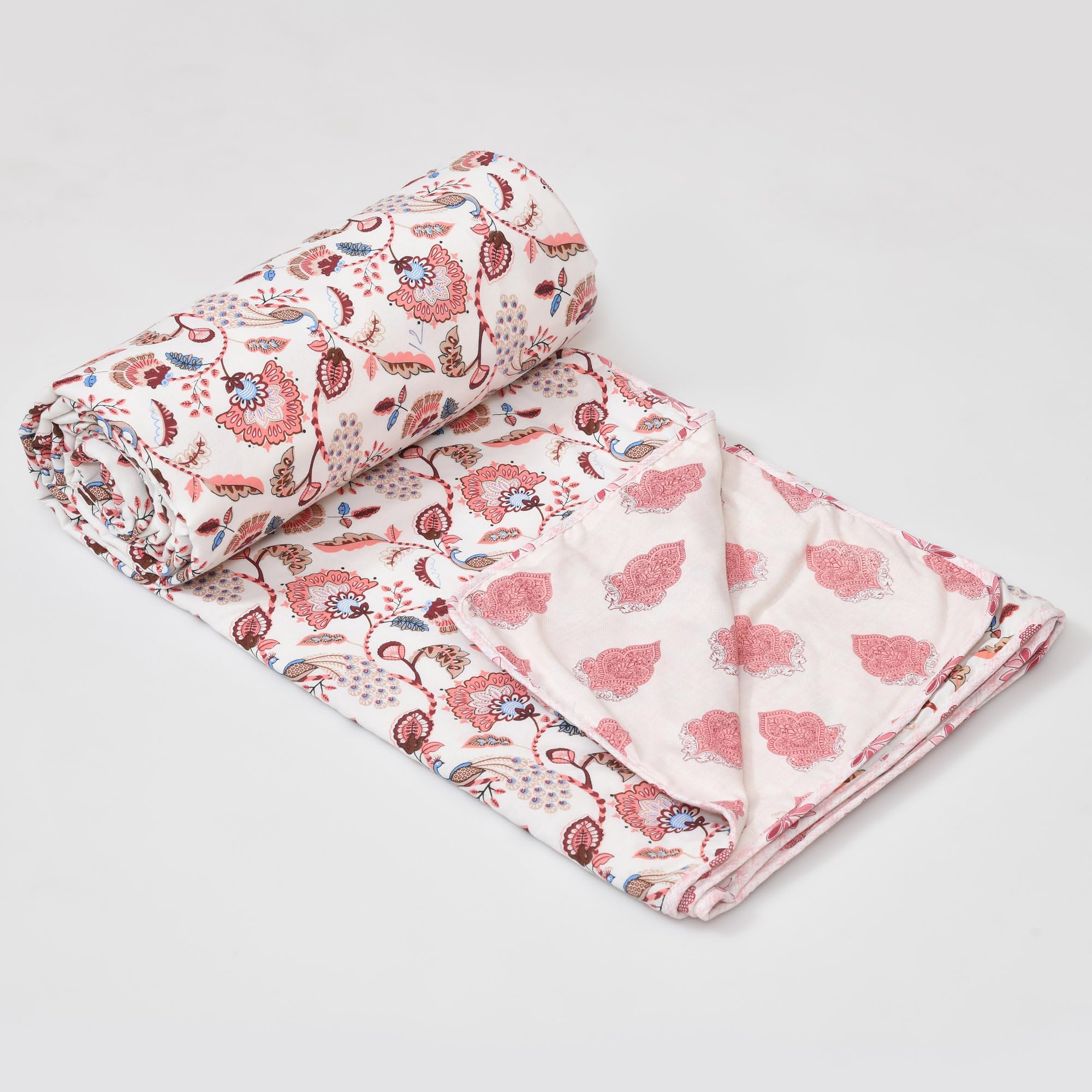 Pure Cotton 3 Layer Lightweight Printed Single 200 TC Bed Reversible Dohar/Ac Blanket For Summer Single Bed (60 X 90 Inch),Multicolour
