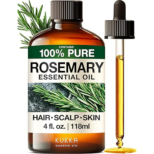 KUKKA Rosemary Essential Oils - 4 Fl Oz - for Hair, Skin, Diffuser, Aromatherapy & DIY Soap Making Scent