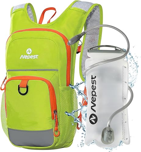 Miniatura 11 de Nepest Mochila de hidratación para niños, mini mochila de agua con vejiga de agua de 1.5L para senderismo, ciclismo, correr