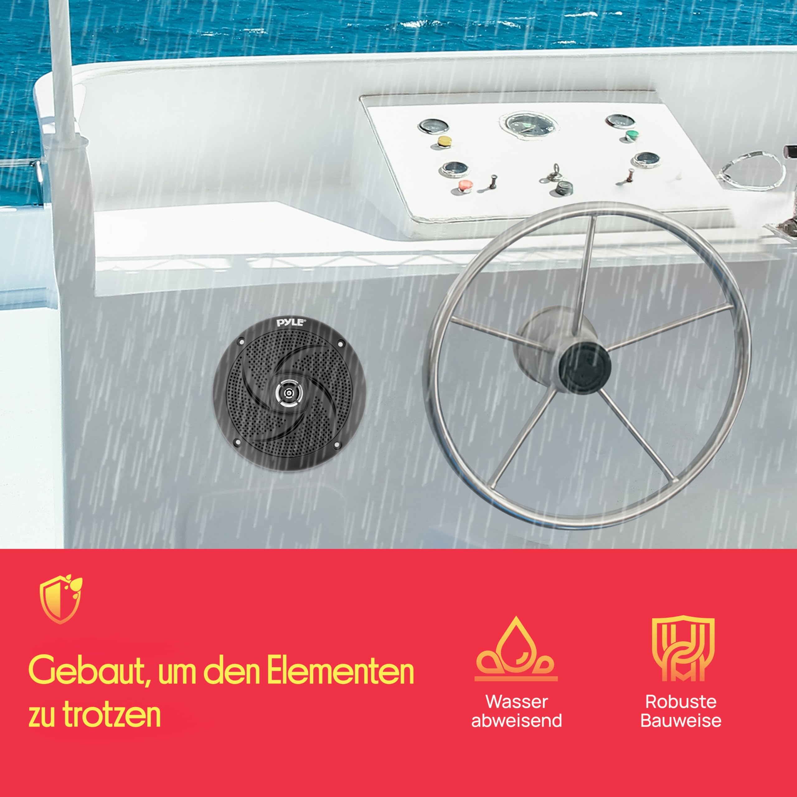 Pyle Outdoor Lautsprecher Box – wasserdichte 2-Wege Lautsprecher Passiv für Boot, Auto, Pool & Terrasse, Aufbaulautsprecher – 13,2cm Schwarz
