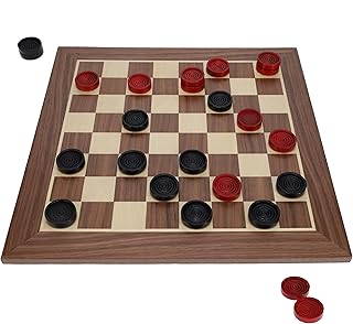 WE Games Old School Wooden Checkers Set Red and Black Pieces – 12 Inch Classic Board Game for Strategy Play, Gatherings, and Game Nights