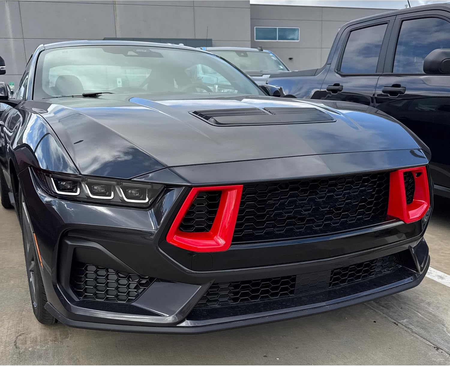2024+ Mustang GT & GT Premium Front Grill Inserts (Gloss Red)
