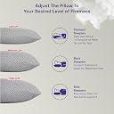 Wakefit Sleeping Pillow with Adjustable Height | Large Size 36x20 Inch | Soft & Fluffy Siliconized Hollow Fibre Fill, Knitted Fabric Cover with Zipper Closure, Free Extra Filling - Light Grey gallery image
