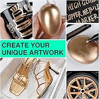 Vista 5 de KERIFI - Marcadores cromados de cobre líquido artístico, juego de marcadores reflectantes cromados metálicos brillantes y únicos, marcador de espejo