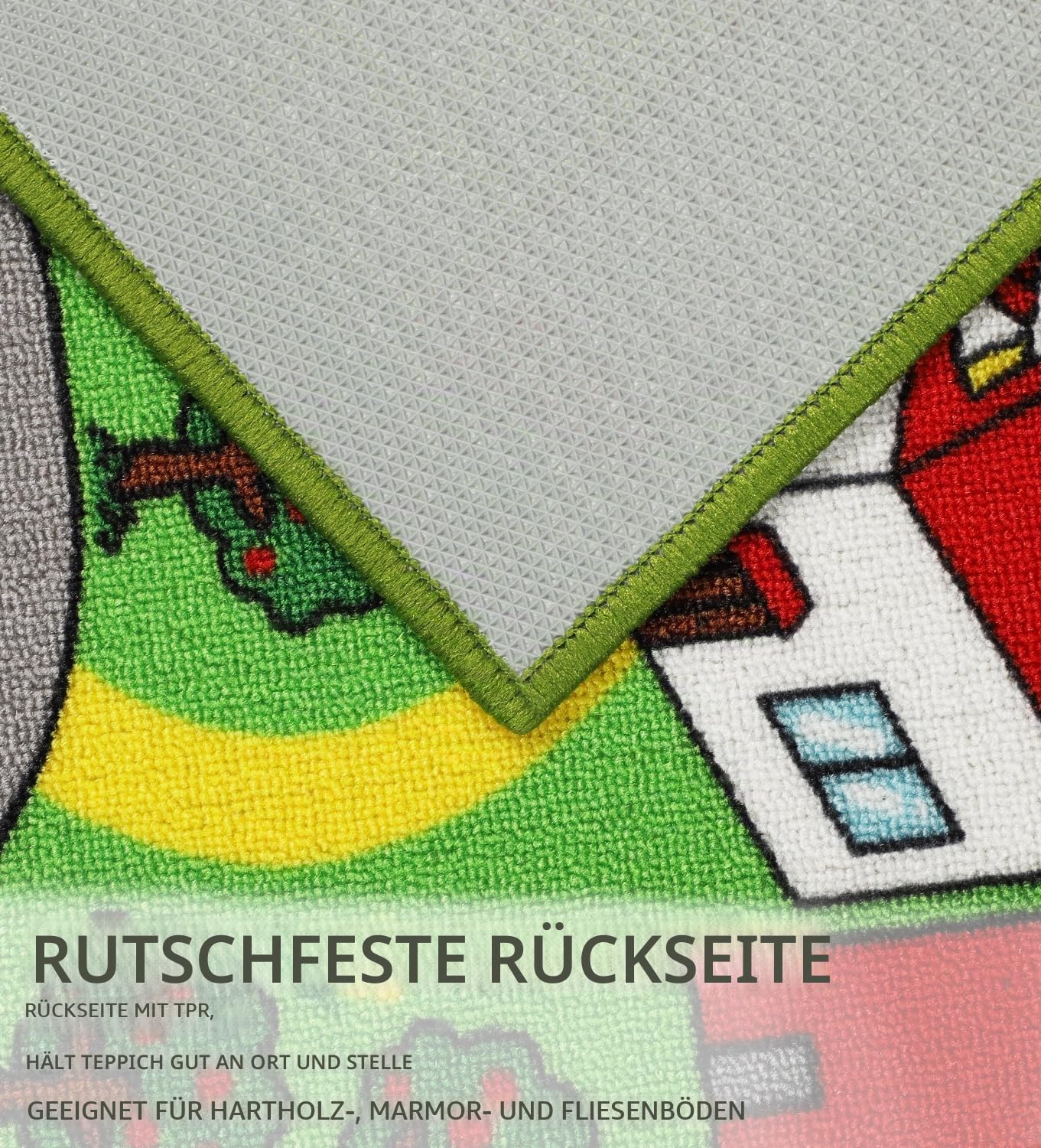 Capslpad Autoteppich Kinder 100x160cm rutschfest Kinderteppich Stadtplan Interaktiver Spielteppich Waschbar Kreativ Pädagogisch Spielmatte für Kinder Teenager Kinderzimmer Spielzimmer Dekor, Grün
