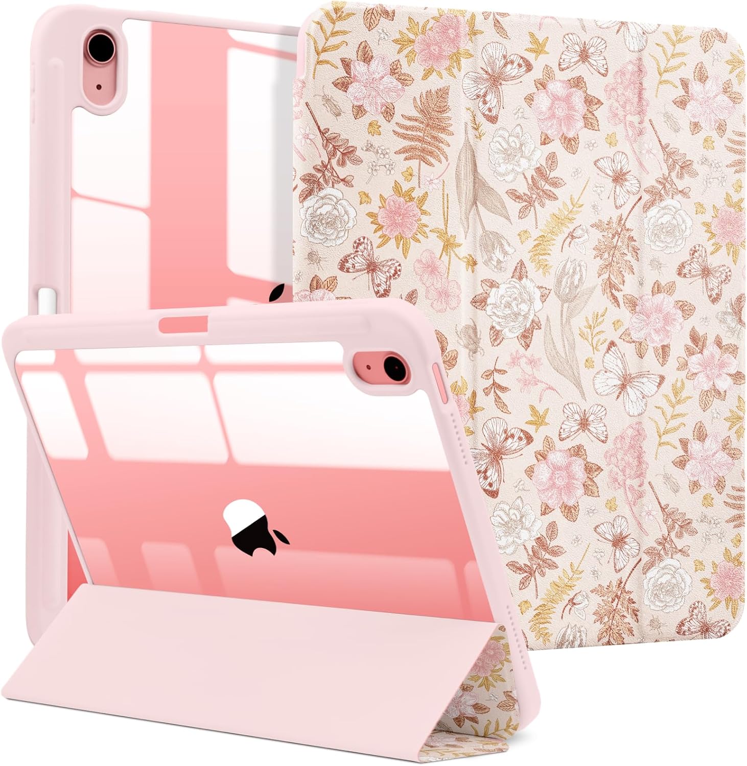 MrARTIST for iPad A16/10th Generation Case - Tablet Case Cute for Women Girls Girly Kawaii Aesthetic Preppy Kawaii Chic Cool Flowers Design for Apple Tablet Cover with Pencil Holder, Hydrangea