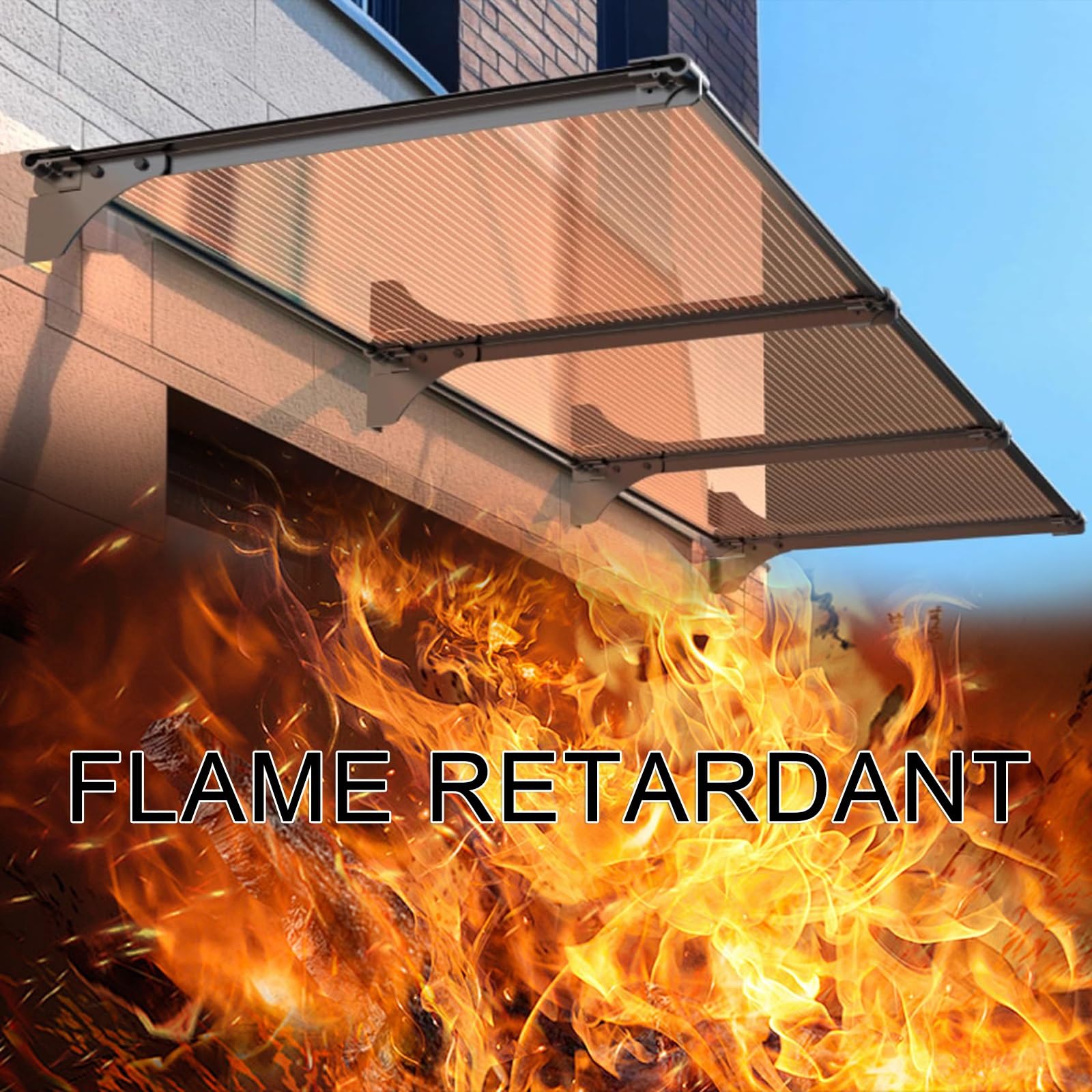 Aluminiowa markiza do drzwi, 80 x 180 cm, ochrona przed promieniowaniem UV i deszczem, osłona z poliwęglanu, na werandę i taras, nowa ulepszona konstrukcja o prostej twarzy, osłona zewnętrzna