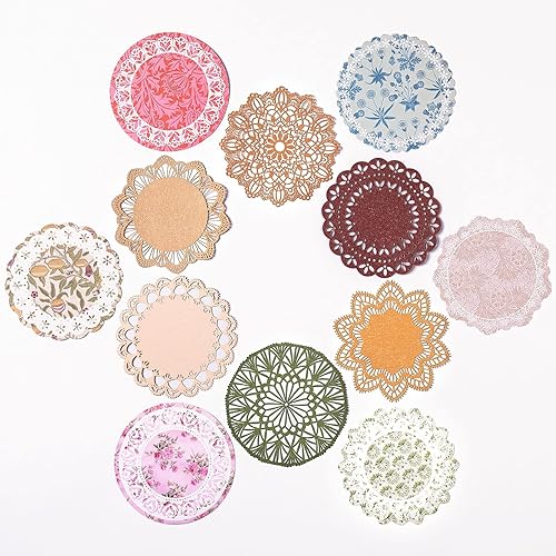 YagCu Papel de álbum de recortes de encaje de flores, 186 piezas de suministros de diario de basura vintage, manualidades de arte, álbumes de