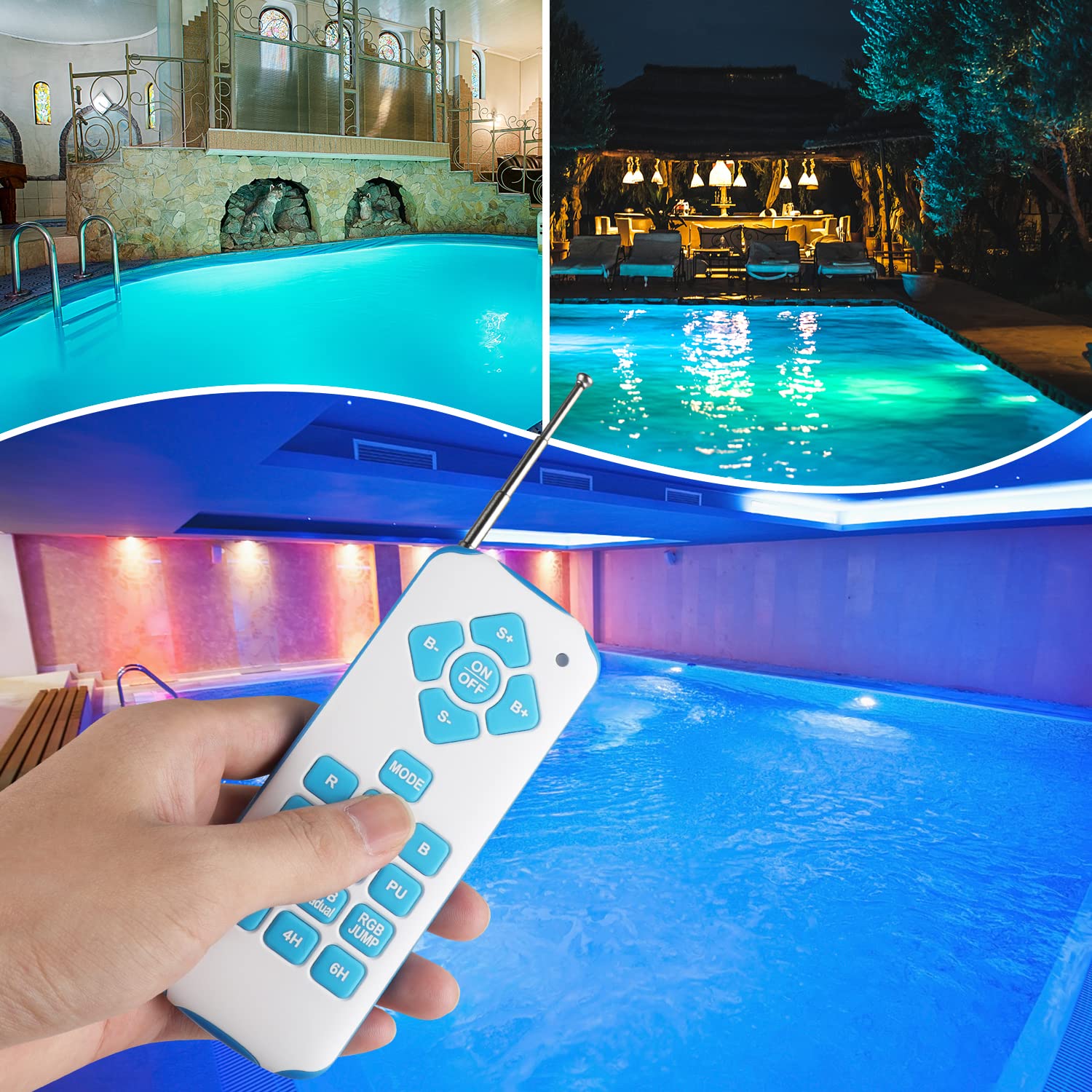 36W RGB Focos LED Piscina, Par56 luz piscina, LED Pool Light IP68 IP68 Impermeable, 12V AC/DC Pool Light RGB con Control Remoto