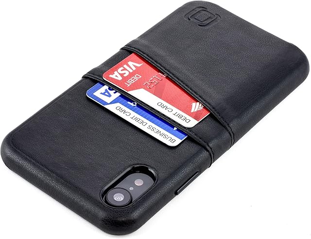Dockem iPhone XR Wallet Case: Built-in Metal Plate for Magnetic Mounting & 2 Credit Card Holder Slots (6.1" Exec M2, Synthetic Leather, Black)