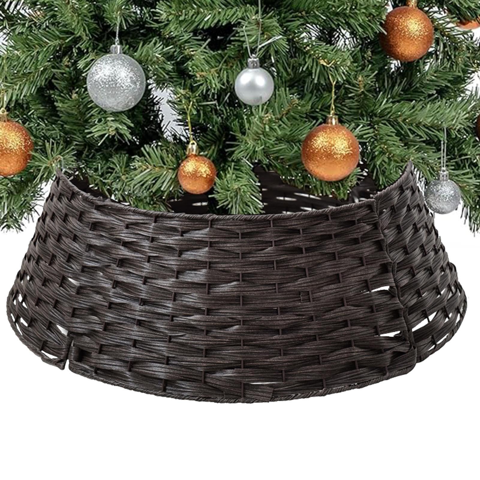 Collar para Árbol De Navidad Artificial Decoración De Rattán Y Mimbre