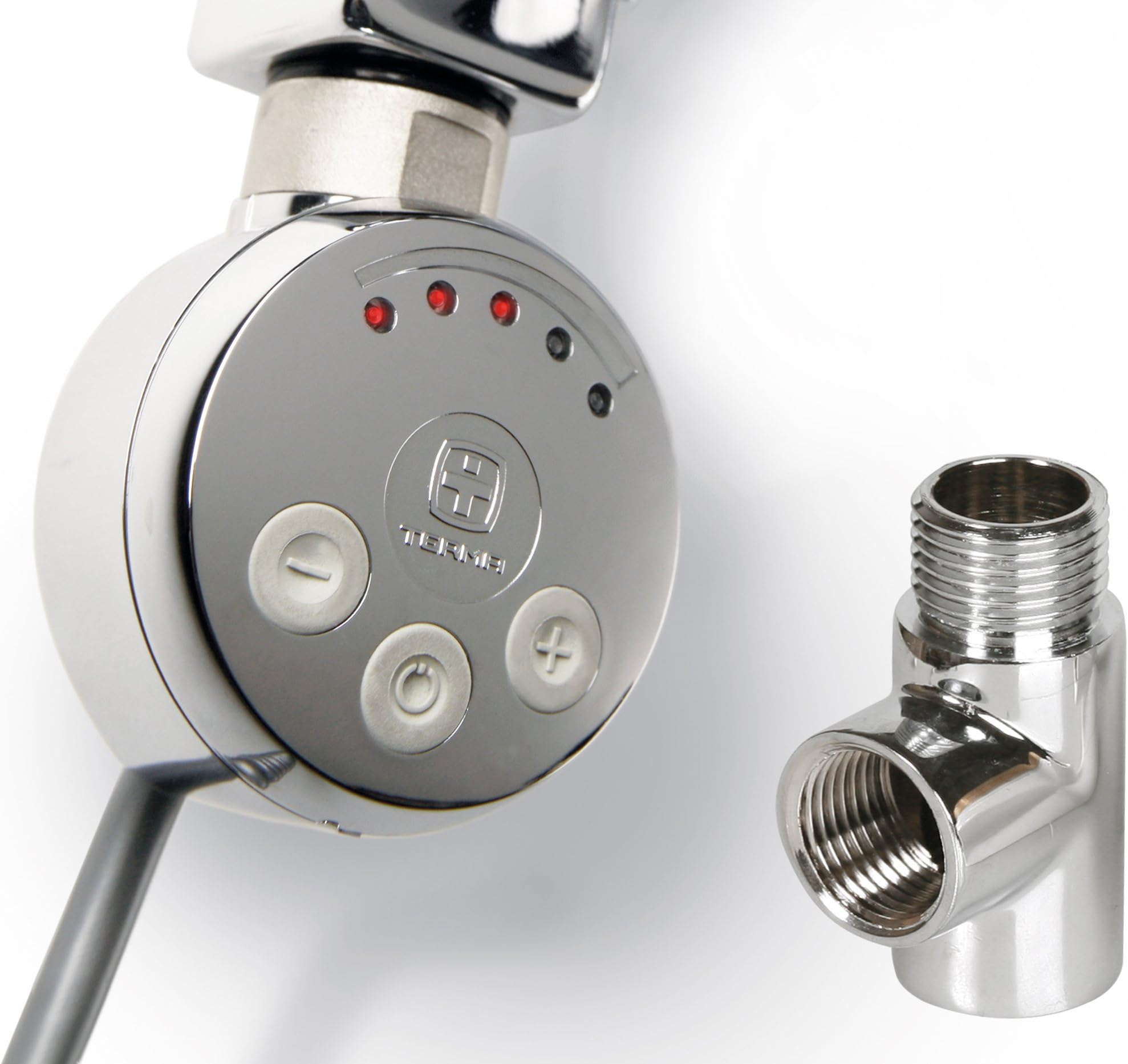 MEG Chrome Thermostatic Electric Element for Heated Towel Rail Radiator Conversion kit (800Watt With T Piece)