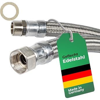 Eurotherm DN19 Reinforced Flexible 3/4-Inch Swivel Nut 3/4-Inch Outer Thread with Stainless Steel Braid