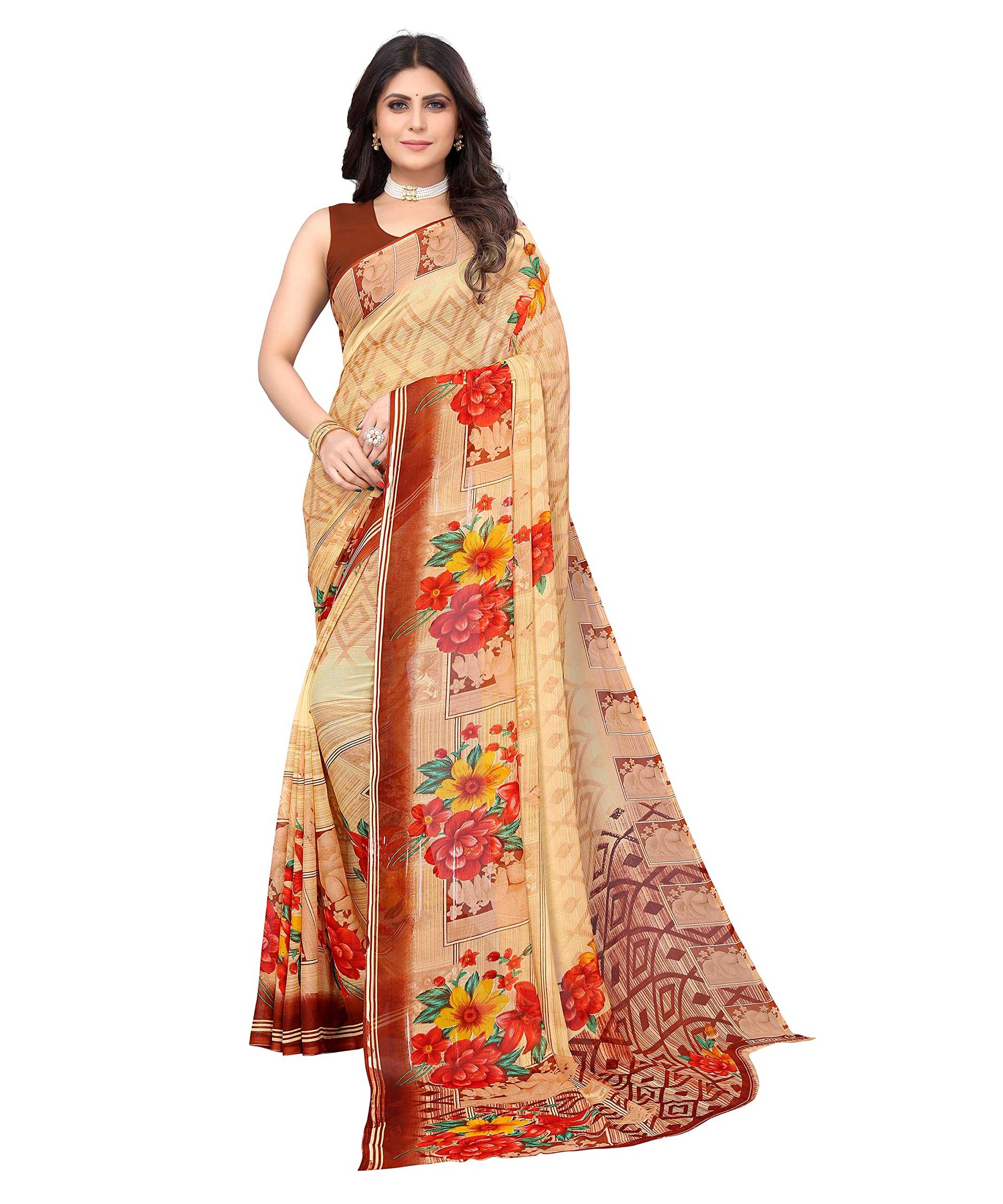 TarshikaWomen's Jacquard Pure Georgette Saree
