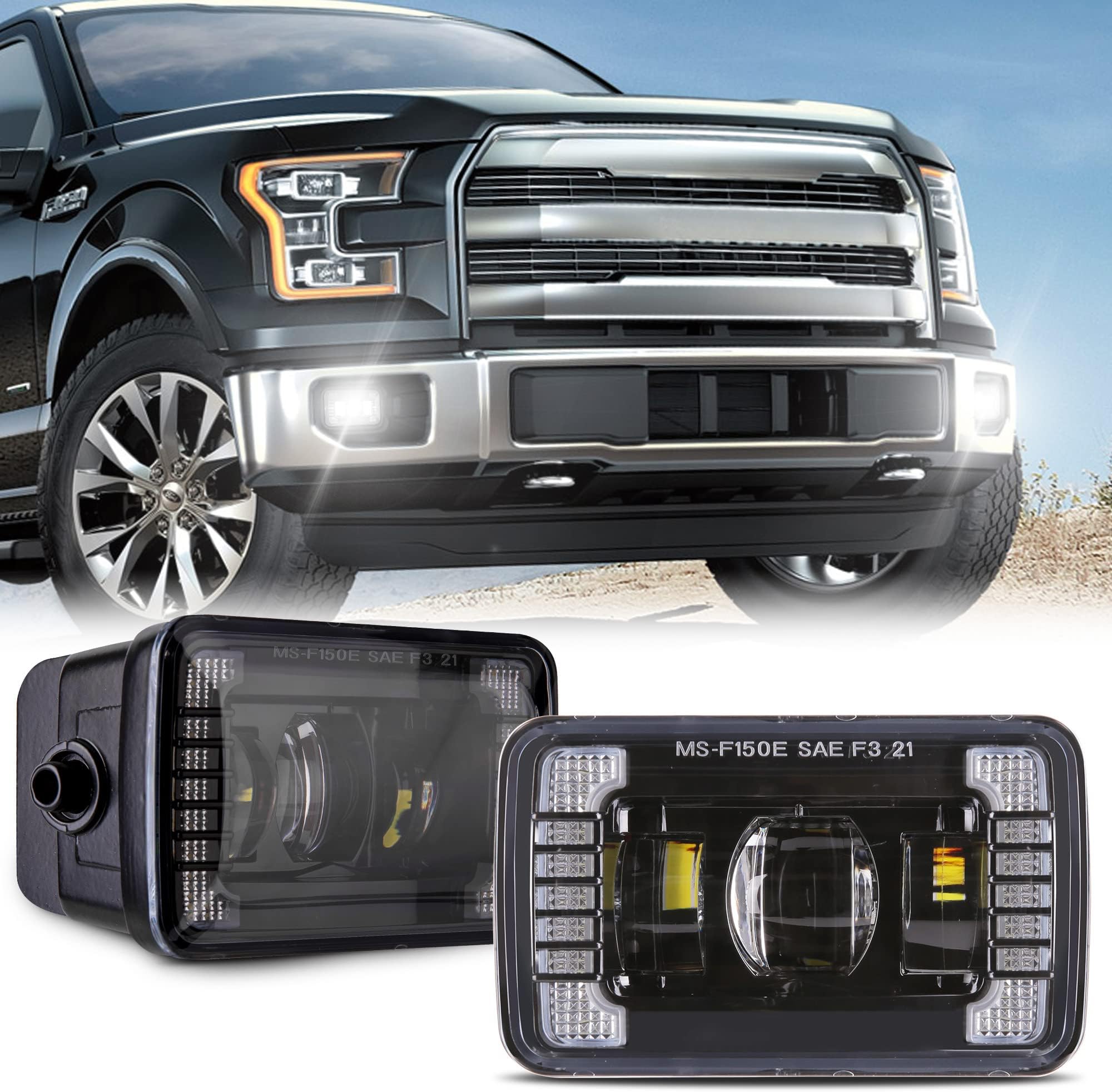 DOT LED Fog Lights Assembly DRL Bumper Driving Fog Lamps Compatible with Ford F150 2015 2016 2017 2018 2019 2020 F150