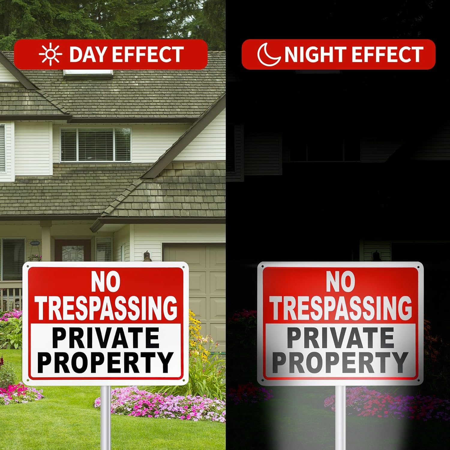 2 Pack No Trespassing Signs Private Property – 10x7 Inch 40 Mil Rust Free Aluminum, Reflective Warning Sign, UV Printed, Weatherproof & Easy to Mount, High Visibility Security Sign for Home & Business