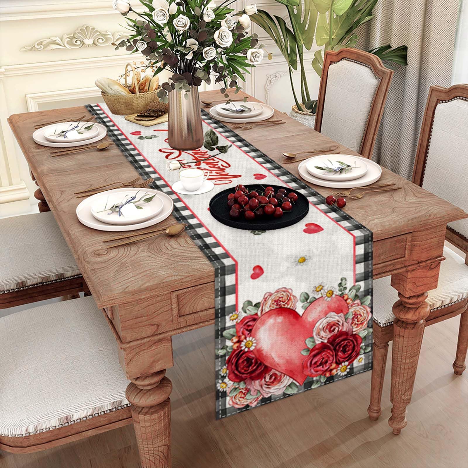 Snapklik.com : Linen Watercolor Eucalyptus Heart Valentines Day Table ...