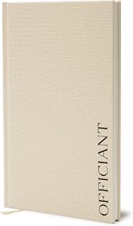 Wedding Officiant Book - Modern Cream Canvas Linen Printed Hardcover Notebook Journal Gift for Pastor Ministers Sermon Wedding Ceremony, 32 Pages, 140gsm Thick Lined Paper, 5.25 x 8.25" (Design 10)