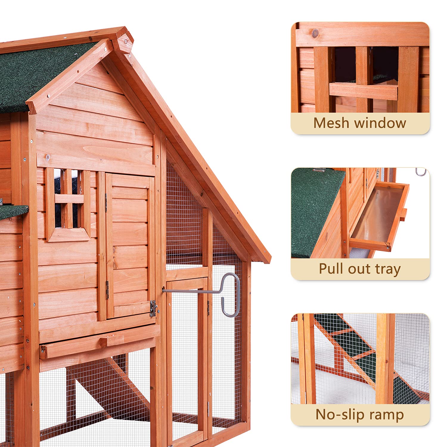 Kinpaw Chicken Coop 67” Hen House Outdoor Small Animal Cage with