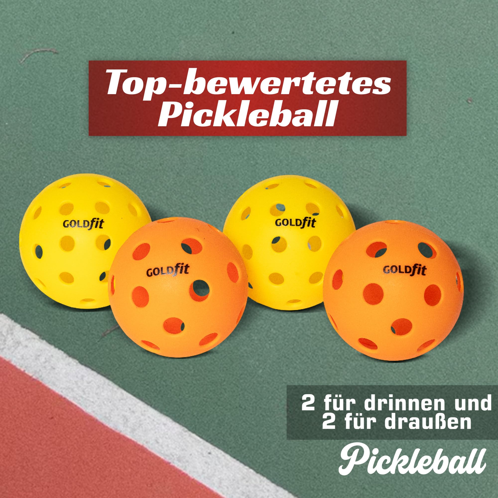 Pickleball-Schläger-Set aus Strukturierter Kohlefaser mit 4 Bällen und Tasche, leicht, Ergonomisch, rutschfest, für Männer und Frauen Aller Niveaus