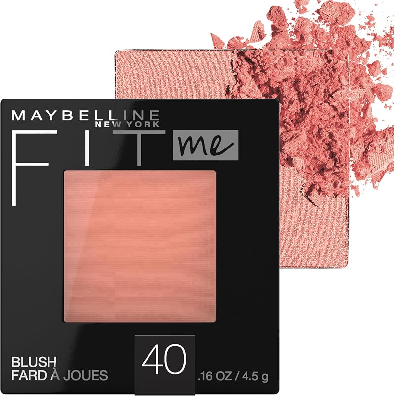 Maybelline Fit Me Blush, ligero, suave, mezclable, color de maquillaje de larga duración para mejorar el rostro durante todo el día, melocotón, 1 unidad