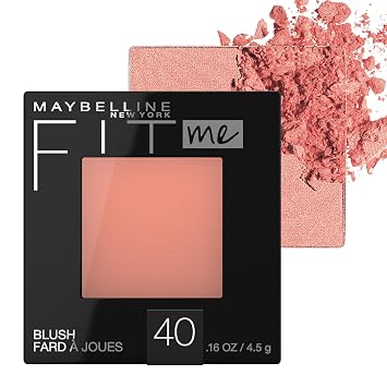 Maybelline Fit Me Blush ، خفيف الوزن ، ناعم ، قابل للمزج ، طويل الأمد طوال اليوم تحسين لون الماكياج ، الخوخ ، عدد واحد