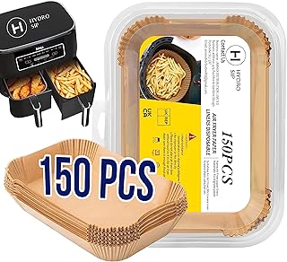 Hydro| Air Fryer Liners 150pcs for Ninja Dual Air Fryer, Ninja Air Fryer Paper Liners with Non Stick and Oil Proof, Airfryer Liners Compatible with Ninja AF300UK AF400UK, Salter Air Fryer.