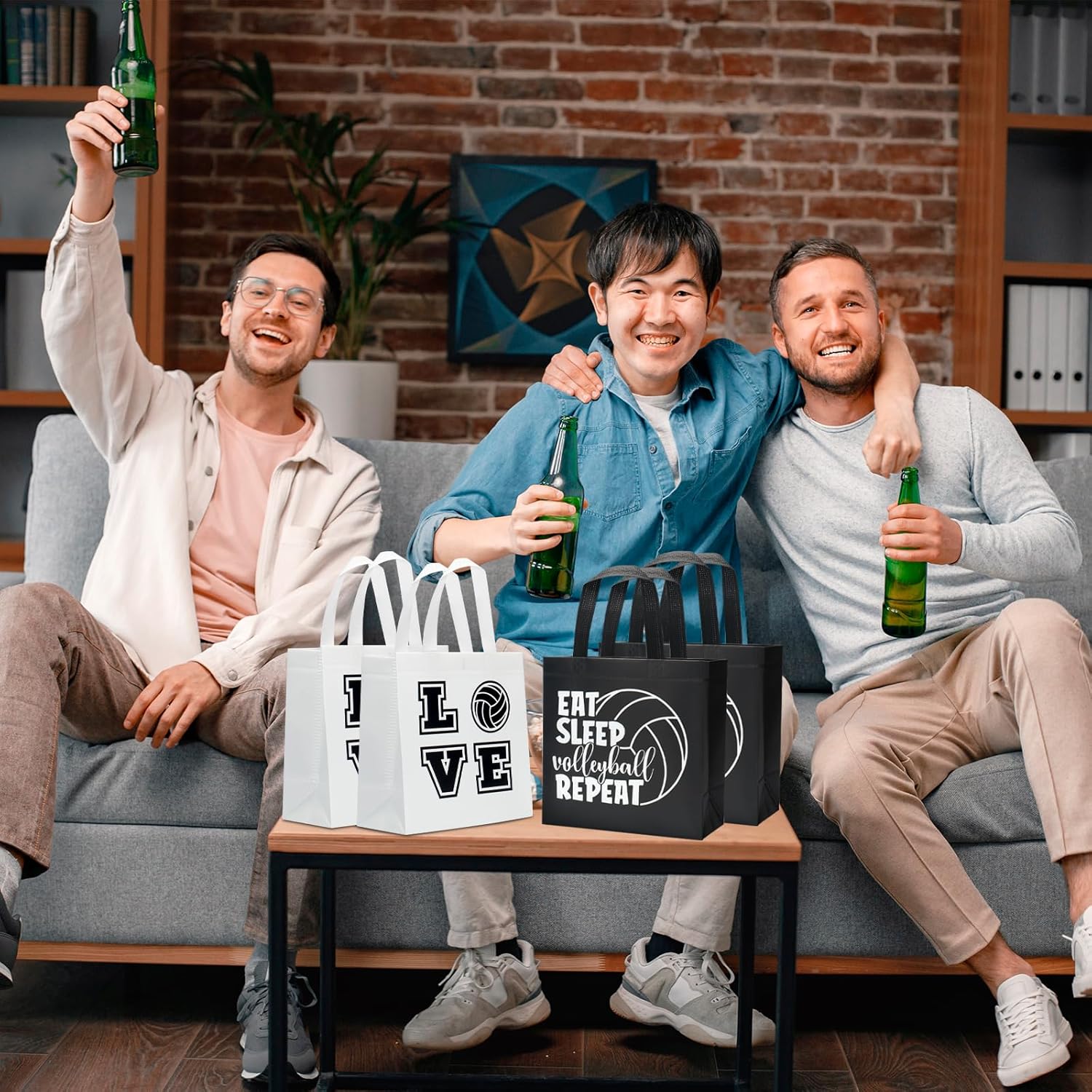 KERINGO 24 Pieces Volleyball Gift Bags Volleyball Party Treat Bag with Handles 8.66 x 8.66 Inch Volleyball Non Woven Gift Bags Volleyball Candy Goodie Snack Bags for Sports Birthday Party Decor - Image 6