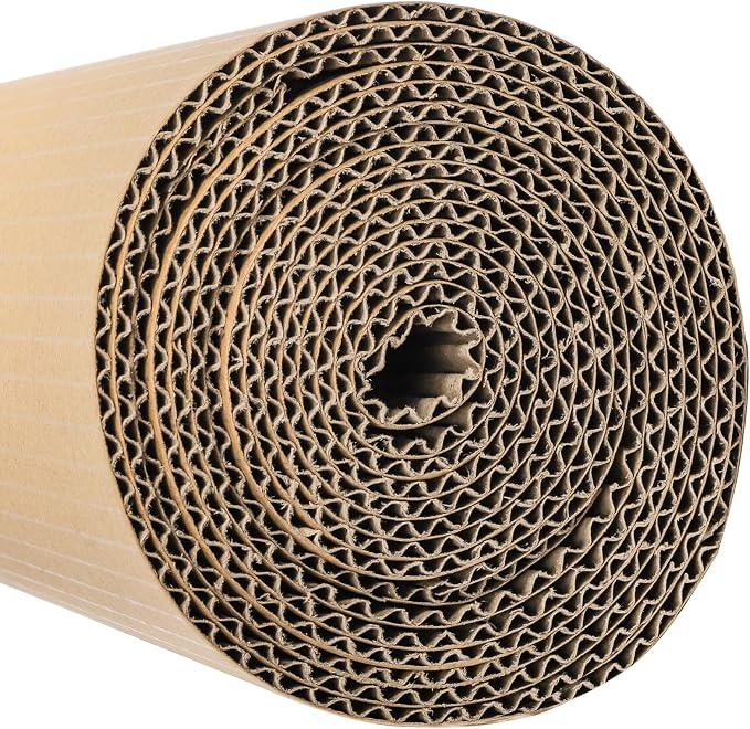 Tosnail 2 rolls de cartón corrugado 14 x 137 pulgadas, hojas grandes de cartón corrugado de una cara, cartón grueso para manualidades, modelado, envío, embalaje miniatura 6