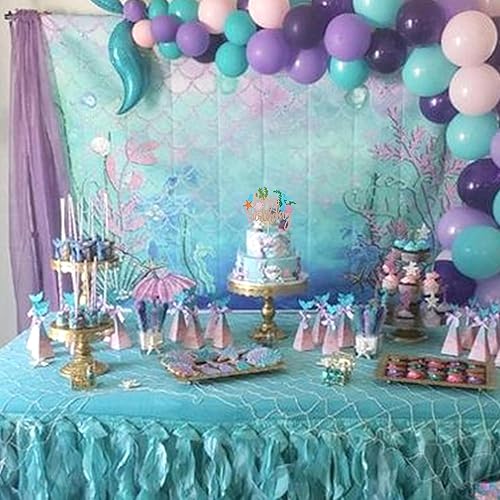 Miniatura 7 de 1 pieza de decoración de pastel de sirena con purpurina bajo el mar, cola de sirena para pasteles, algas, concha, pulpo, estrella de mar, decoración