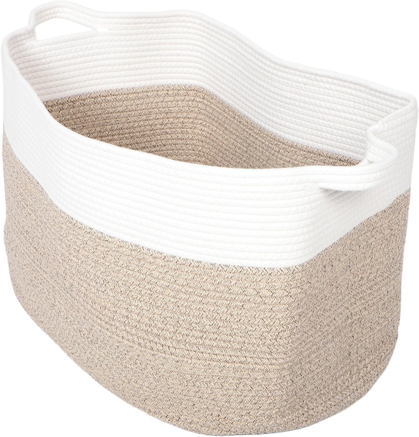 Cabilock Woven Cotton Rope Basket Large Blanket Storage Extra Large Woven Organizer Collapsible Snack Basket Nursery Bin