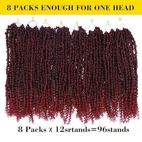 Miniatura 4 de Pelo de Passion Twist Cabello de ganchillo de 24 pulgadas para mujer, 8 paquetes de cabello rizado pretrenzado de ganchillo Passion Twists