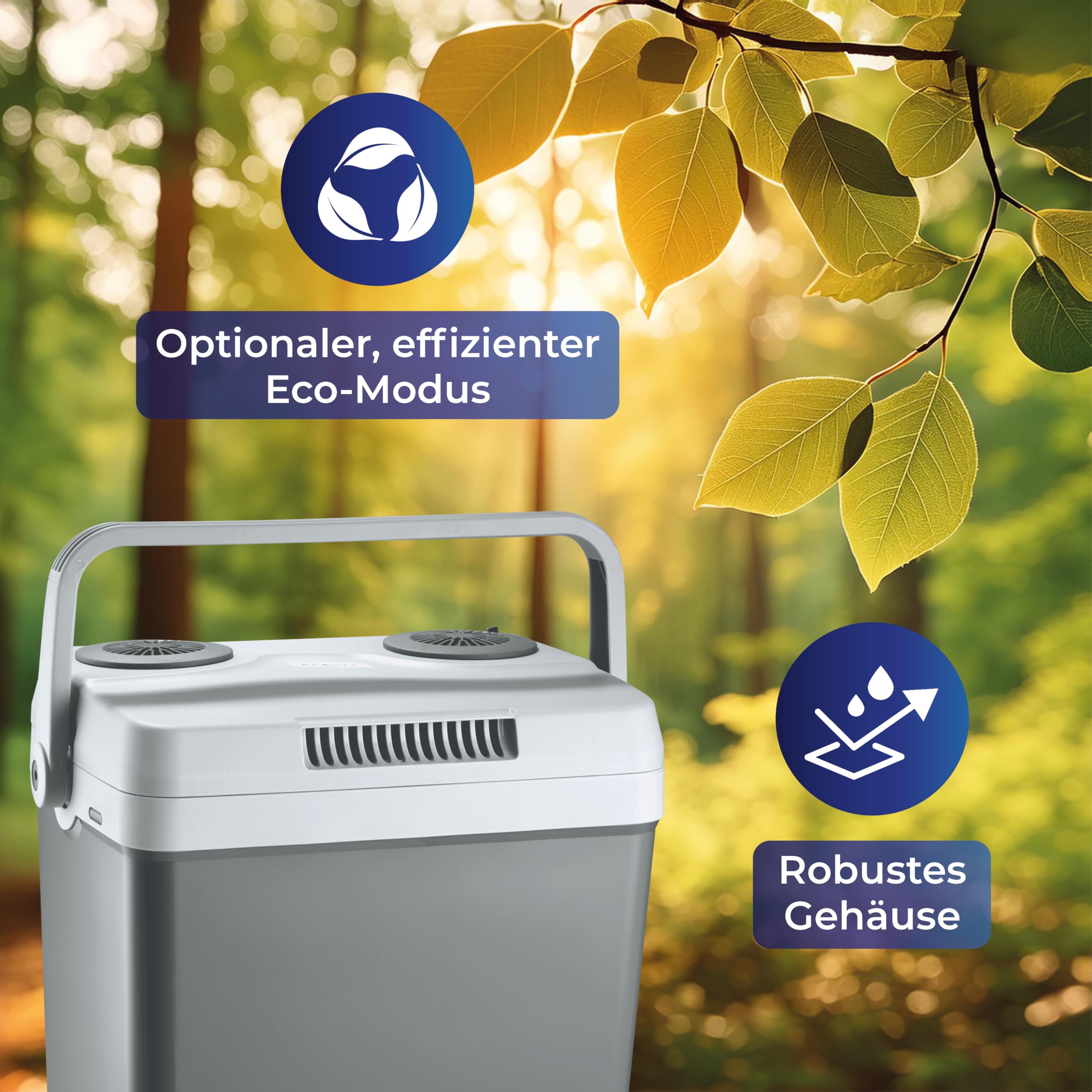 KLAMER elektrische Kühlbox 25 Liter 230V & 12V Auto-Kühlbox Camping grau