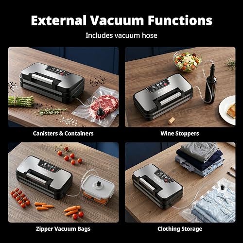 AIRMSEN 95kPa Vacuum Sealer Machine with Inflation Function, Dry/Moist Modes, 30 cm Double Seal, Built-in Cutter, Bag Roll & Removable Drip Tray, Keeps Food Fresh up to 8× Longer - 7