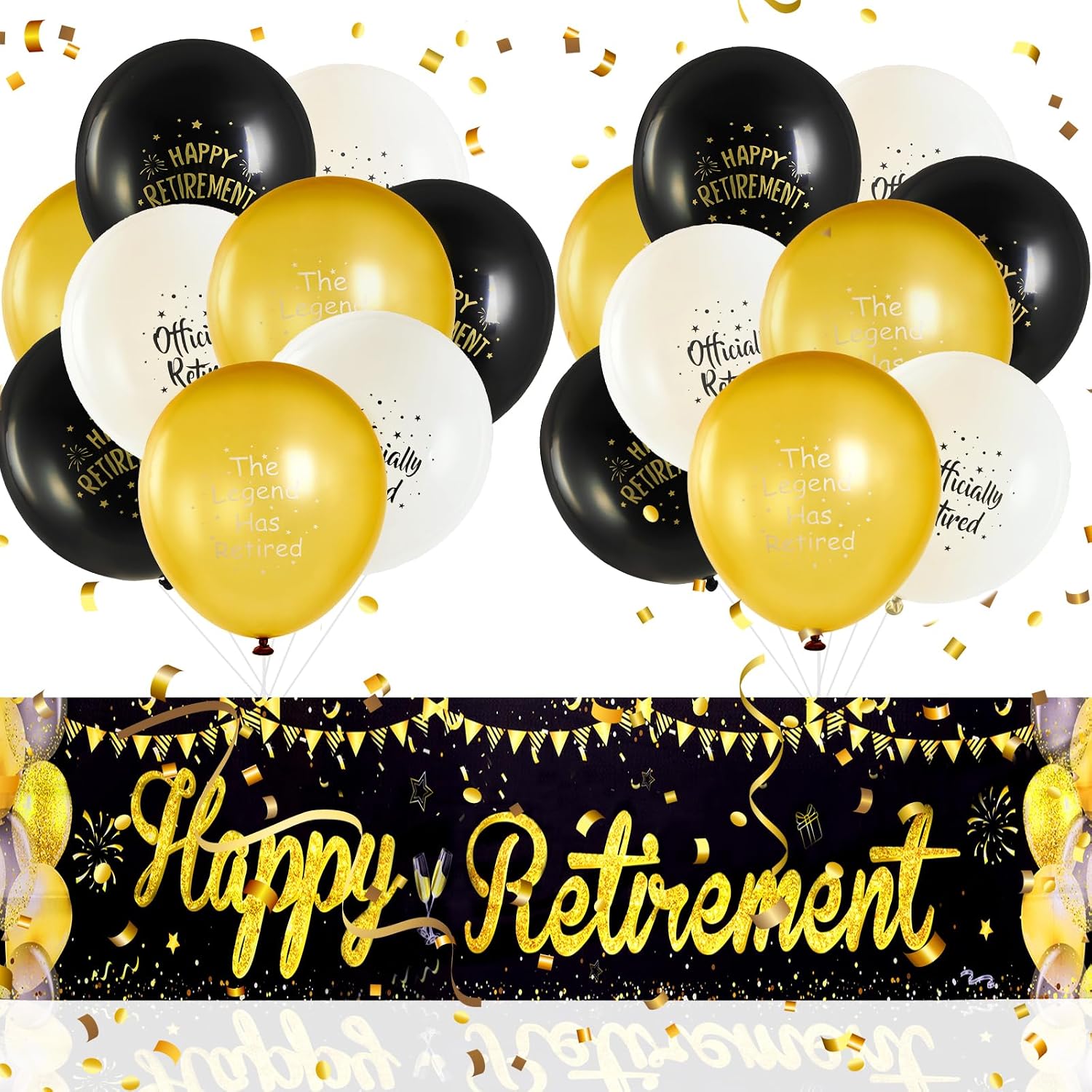 19 Pcs Happy Retirement Balloons And Banner Happy 