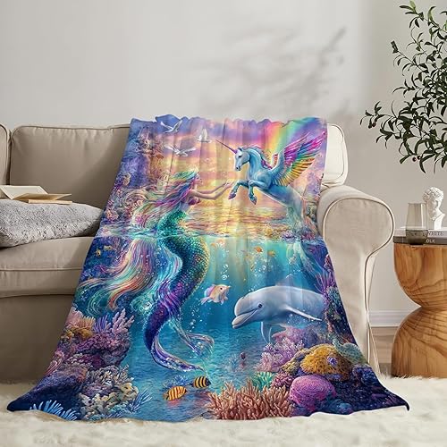 Miniatura 16 de Manta de medusa, regalos para niñas, niños, vida marina submarina, manta de forro polar, suave, cálida y mullida para océano, playa, vida marina