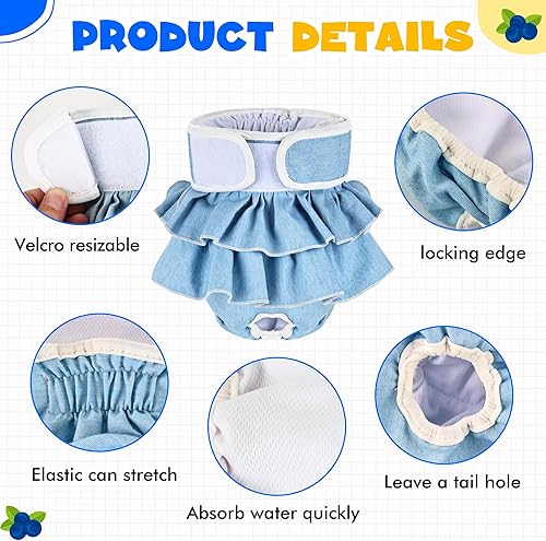 Miniatura 4 de Pañales para perras, reutilizables, lavables, ajustables, a prueba de fugas, para cachorros, en el período, altamente absorbentes, flexibles y