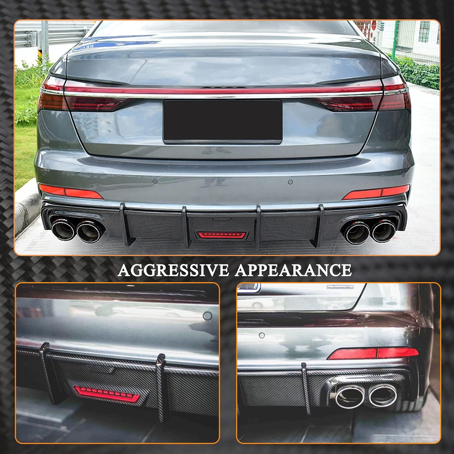 Carbon Fiber Rear Bumper Diffuser Fits for Audi A6&A6 Quattro C8 Sedan 4-Door 2020-2021 Factory Outlet Lower Bumper Lip Spoiler Body Kit