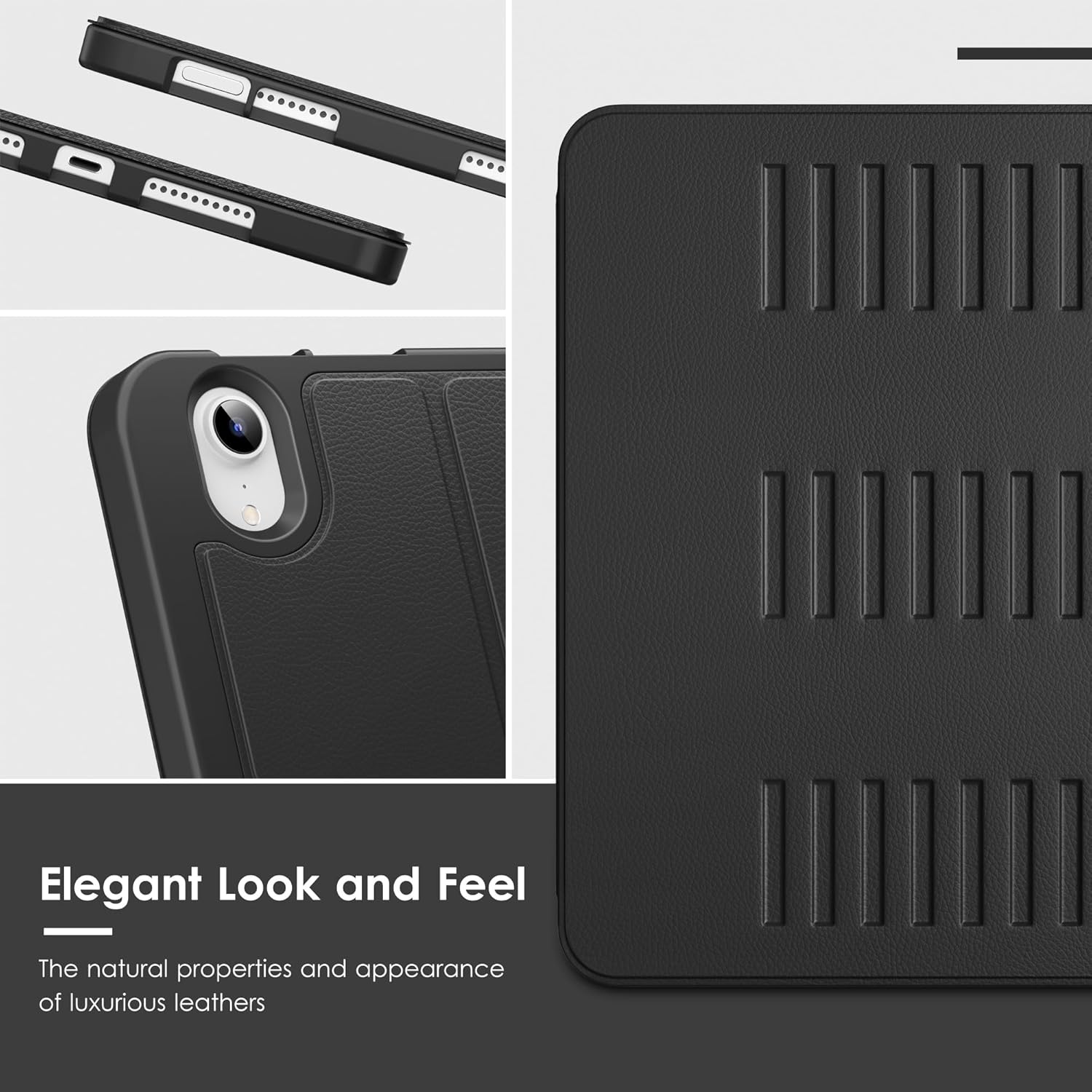 VIKESI Case for iPad mini 7 (A17 Pro) and iPad mini 6,Multiple Angles Magnetic Stand Cover,Shockproof Soft Back,Pencil Holder,and Auto Sleep/Wake,Black