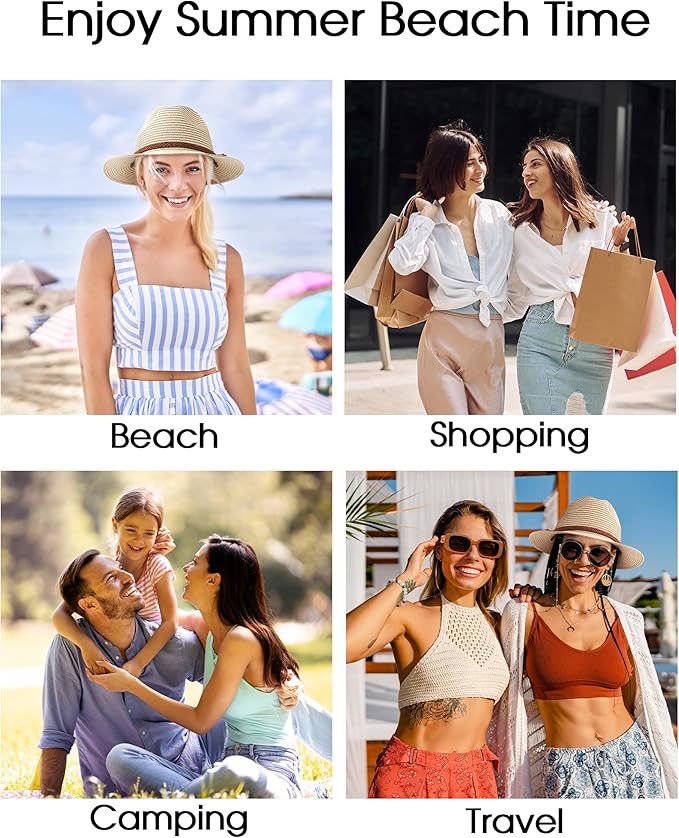 Sombrero Fedora de paja para mujer con protección solar miniatura 5