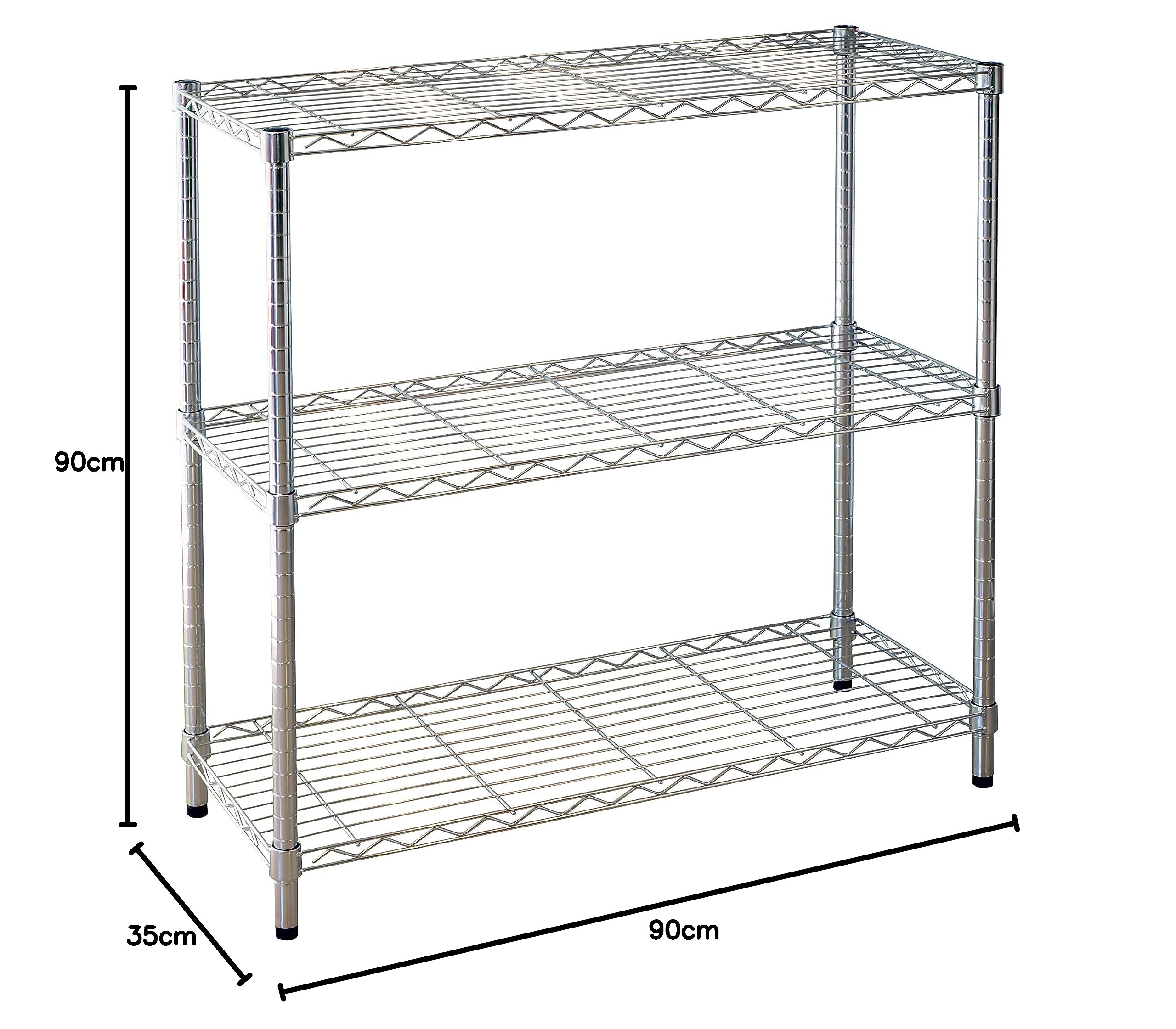 Kit Closet 2060010003 - estantería metálica 3 baldas cromo 90x90x35