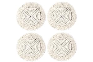 4 Piece Macrame Drink Coasters: Protect Your Tabletops with Style