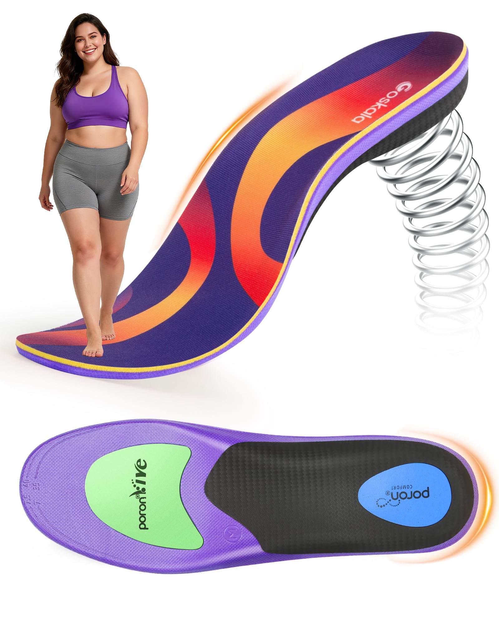 Plantillas Ortopédicas para Hombre y Mujer, Soporte de Arco Alto, Plantillas Acolchadas, Insertos para Pies Planos, S