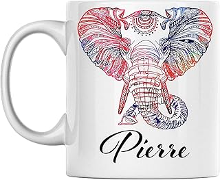 Osobisty słoń kubek imię Pierre biały ceramiczny kubek do kawy z nadrukiem po obu stronach idealny na urodziny dla niego, dla niej, chłopca, dziewczyny, męża, żony, mężczyzn i kobiet