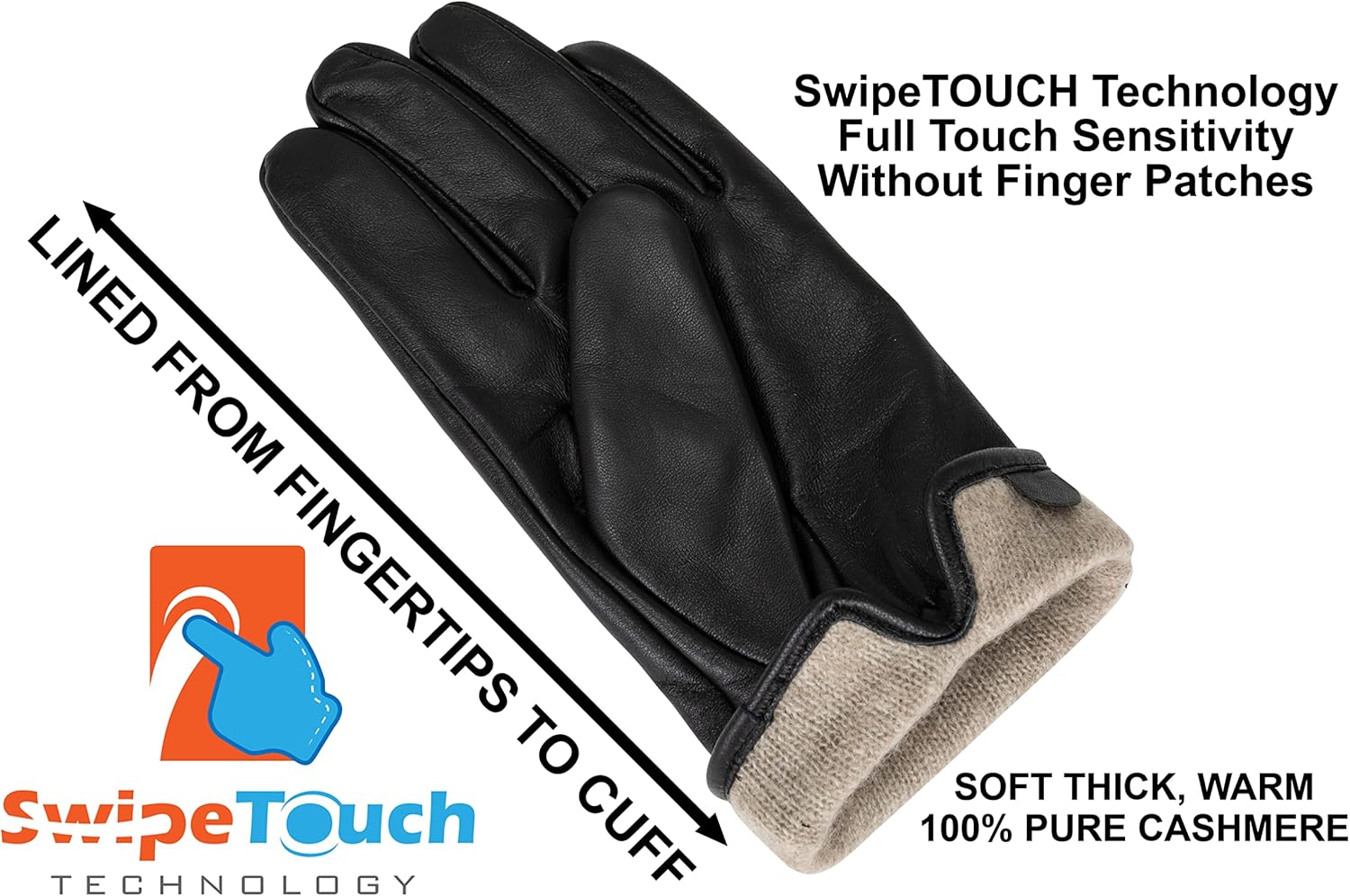 Women's Cashmere Lined Sheepskin Leather Gloves, Touchscreen, Winter Leather Gloves for Women, Gift Box