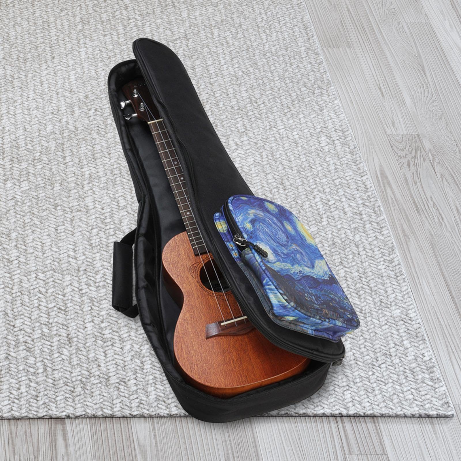 Custodia protettiva impermeabile per ukulele, 53,3 cm, colore nero, Set da 2 (nero 53,3 cm), 53,34 cm